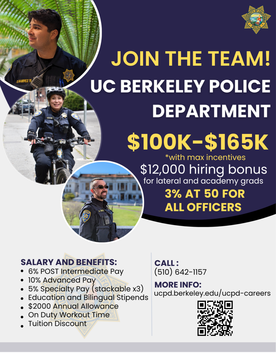Picture of UC Berkeley Police Department's career hiring flyer