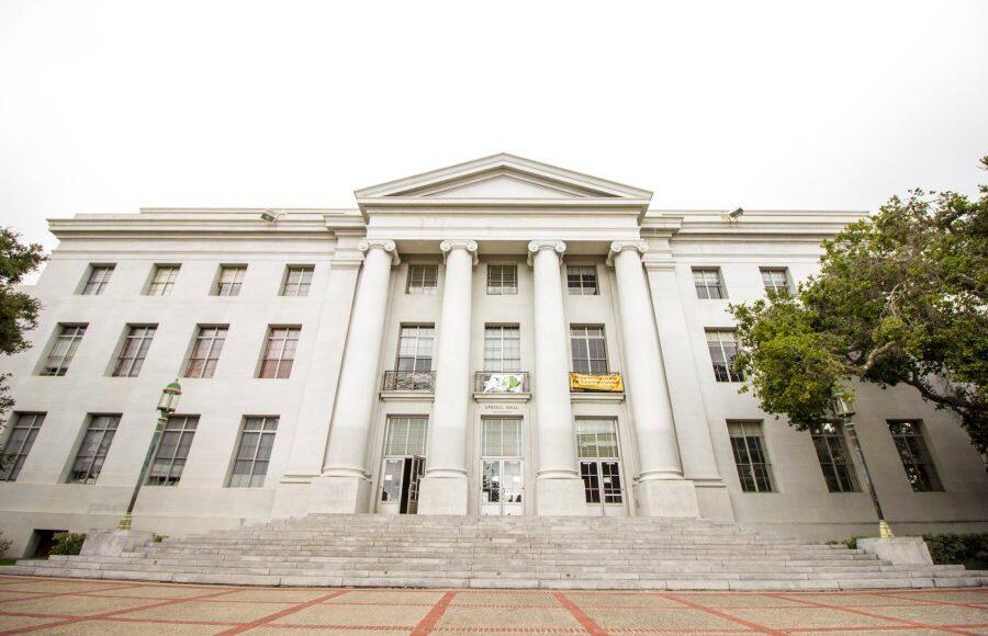 Image of the front entrance of Sproul Hall
